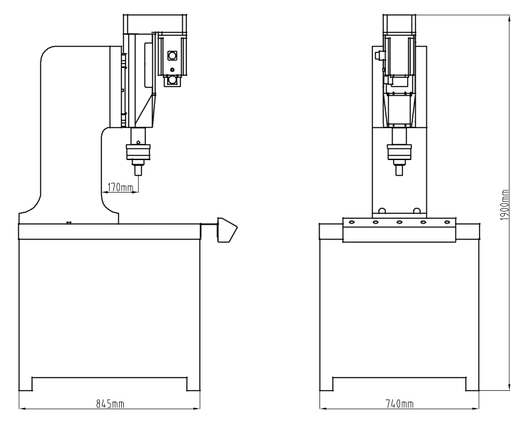 數(shù)控伺服壓裝鉚接機(jī)結(jié)構(gòu)尺寸